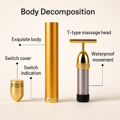 24K Gold Energy Beauty Bar Electric Facial Massage Roller