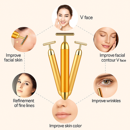 24K Gold Energy Beauty Bar Electric Facial Massage Roller