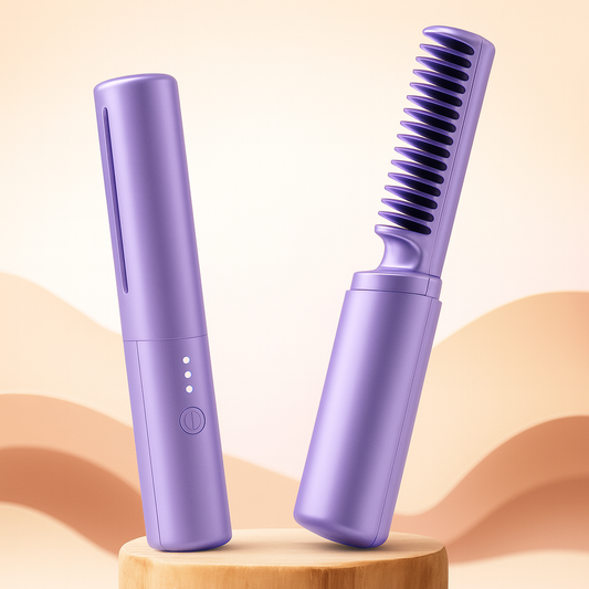 Meneflix Portable Mini Hair Straightener Cordless Rechargeable Mini Adjustable Hair Straightener Hot Comb